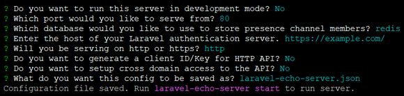 Interactive prompt for Laravel Echo Server