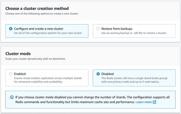 Creating a Redis Cluster with Cluster mode disabled